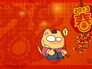 安卓卡通 插画 皮揣子猫 蛇年 新年手机壁纸