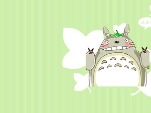 安卓动漫 卡通 插画 手绘 龙猫 剪刀手 妖未初手机壁纸