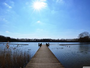 安卓风景 自然湖泊 栈桥手机壁纸