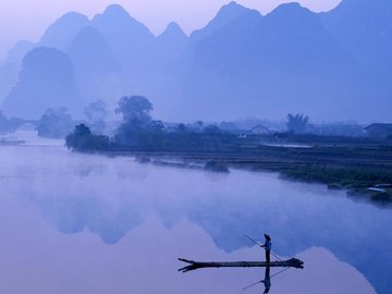 风景 自然风光 大自然 一曲渔歌 船 意境