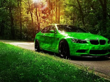汽车 超跑 宝马 改装车 绿色 M6 M系列