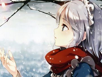 动漫 动漫少女 插画 冬天 下雪