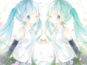 动漫 动漫少女 可爱 插画 初音