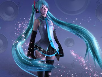 动漫 初音 动漫少女 插画