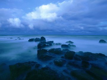 夜晚 湖面 高空 风景 风光 美景 旅游 自然 寂静 蓝色