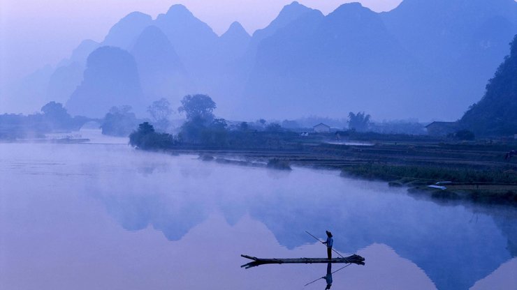 风景 自然风光 大自然 一曲渔歌 船 意境