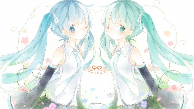 动漫 动漫少女 可爱 插画 初音