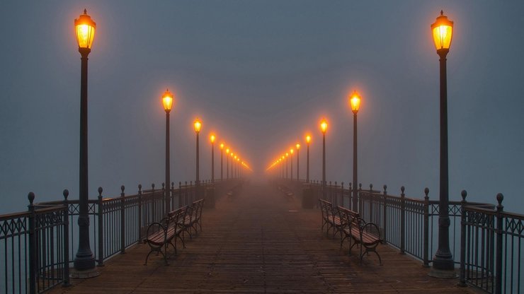 风景 大桥 路灯