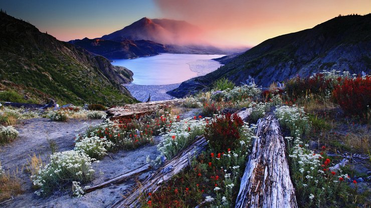 火山 湖面 风景 风光 美景 旅游 自然