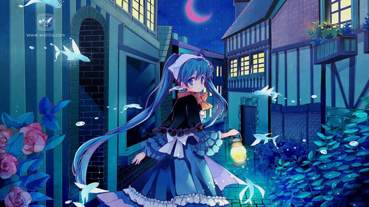 安卓手机动漫 动漫少女 夜晚 动漫场景高清壁纸