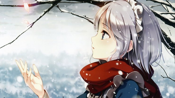 安卓手机动漫 动漫少女 插画 冬天 下雪高清壁纸