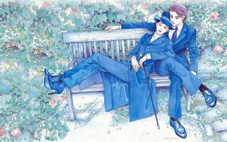 安卓手机浪漫 情侣 手绘 精美 插画高清壁纸