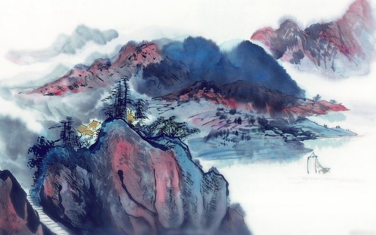 安卓手机创意 设计 中国风 水墨画 宽屏高清壁纸