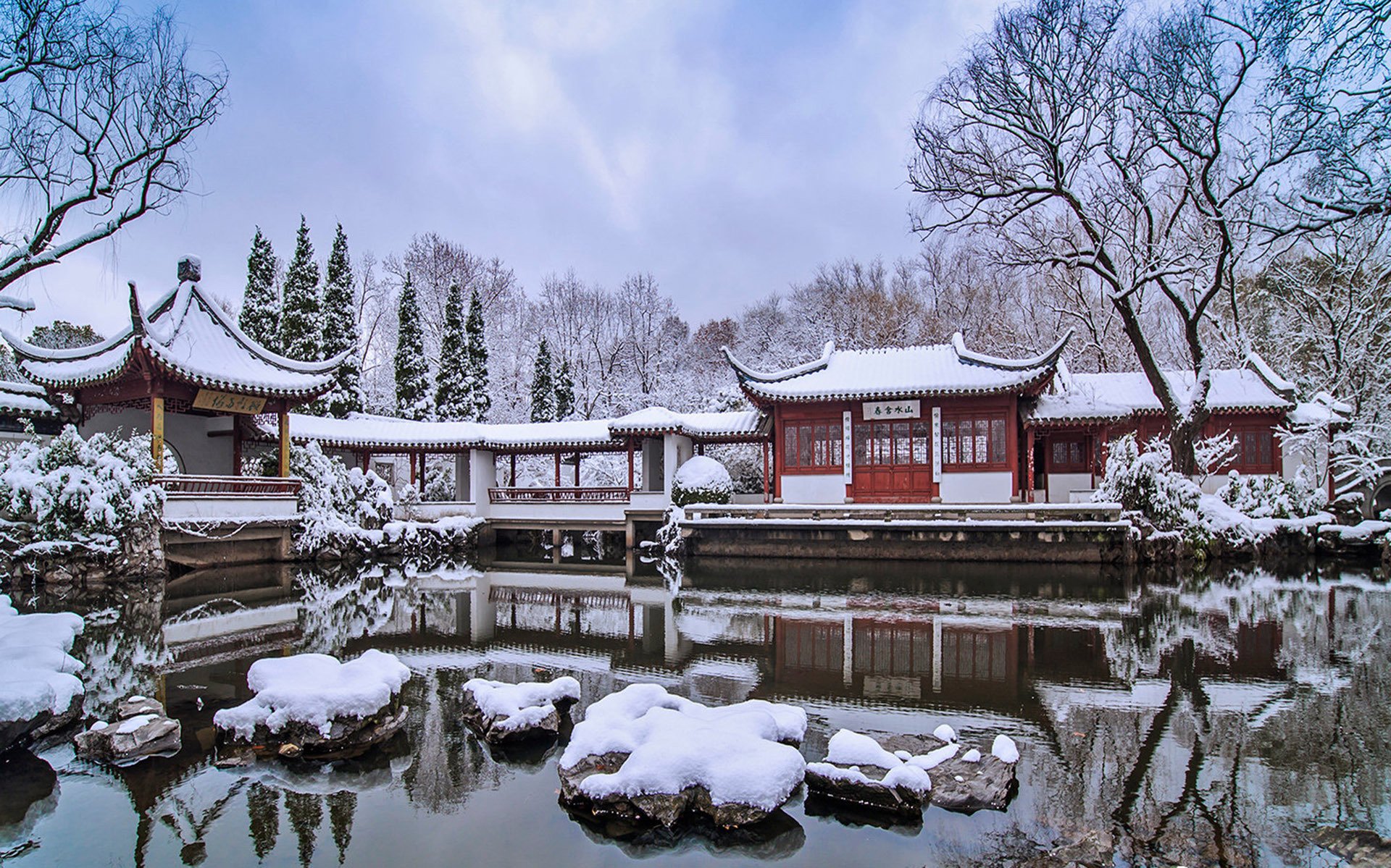 风景大片,冰天雪地,园林,雪