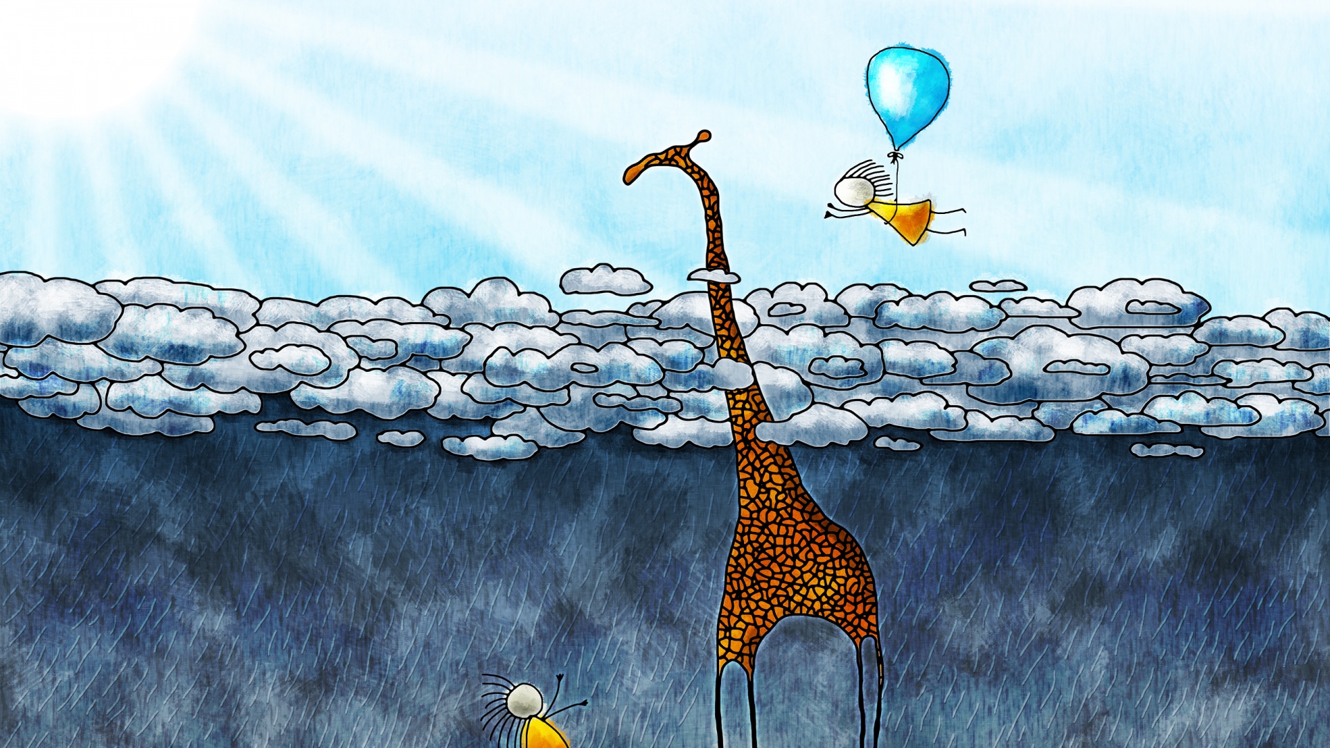 安卓(android)设计 手绘 插画 蓝色高清手机壁纸免费下载,安心市场-用